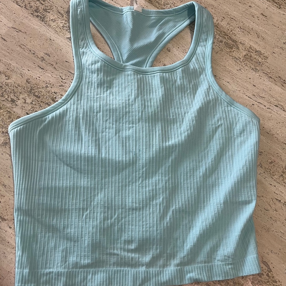 Light Blue Ribbed Tank Top